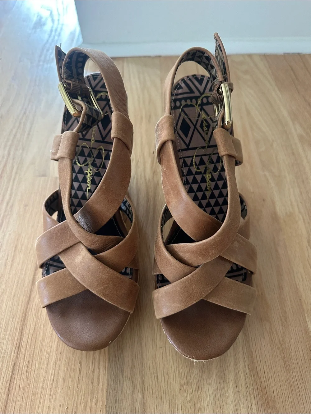 Jessica Simpson Chestnut Braided Espadrille Wedge Sandals